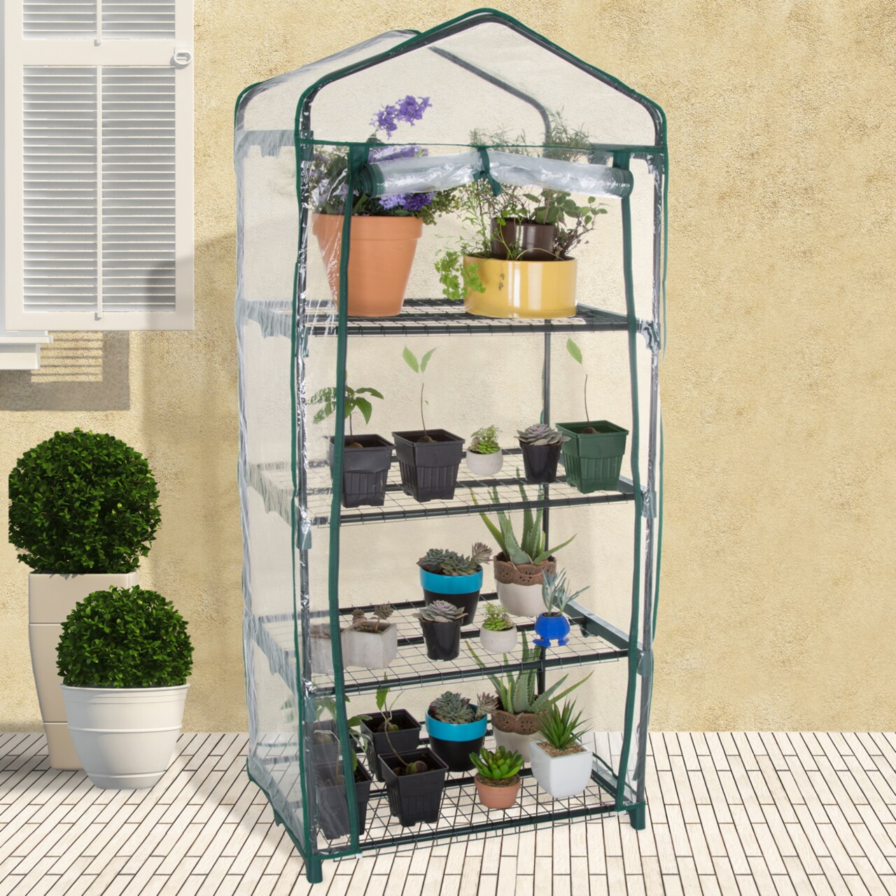 Pure Garden 4 Tier Mini Greenhouse 27.5X19x63 Rust Resistant Pvc Cover